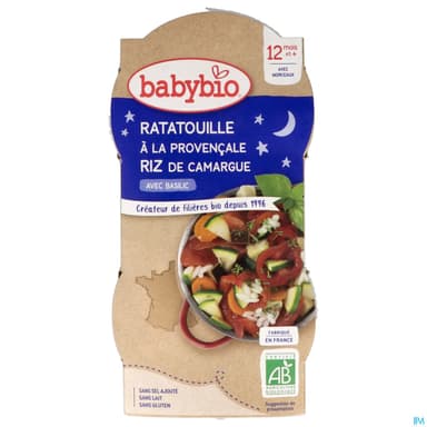 BABYBIO BON/NUIT RATAT/RIZ 2X200G