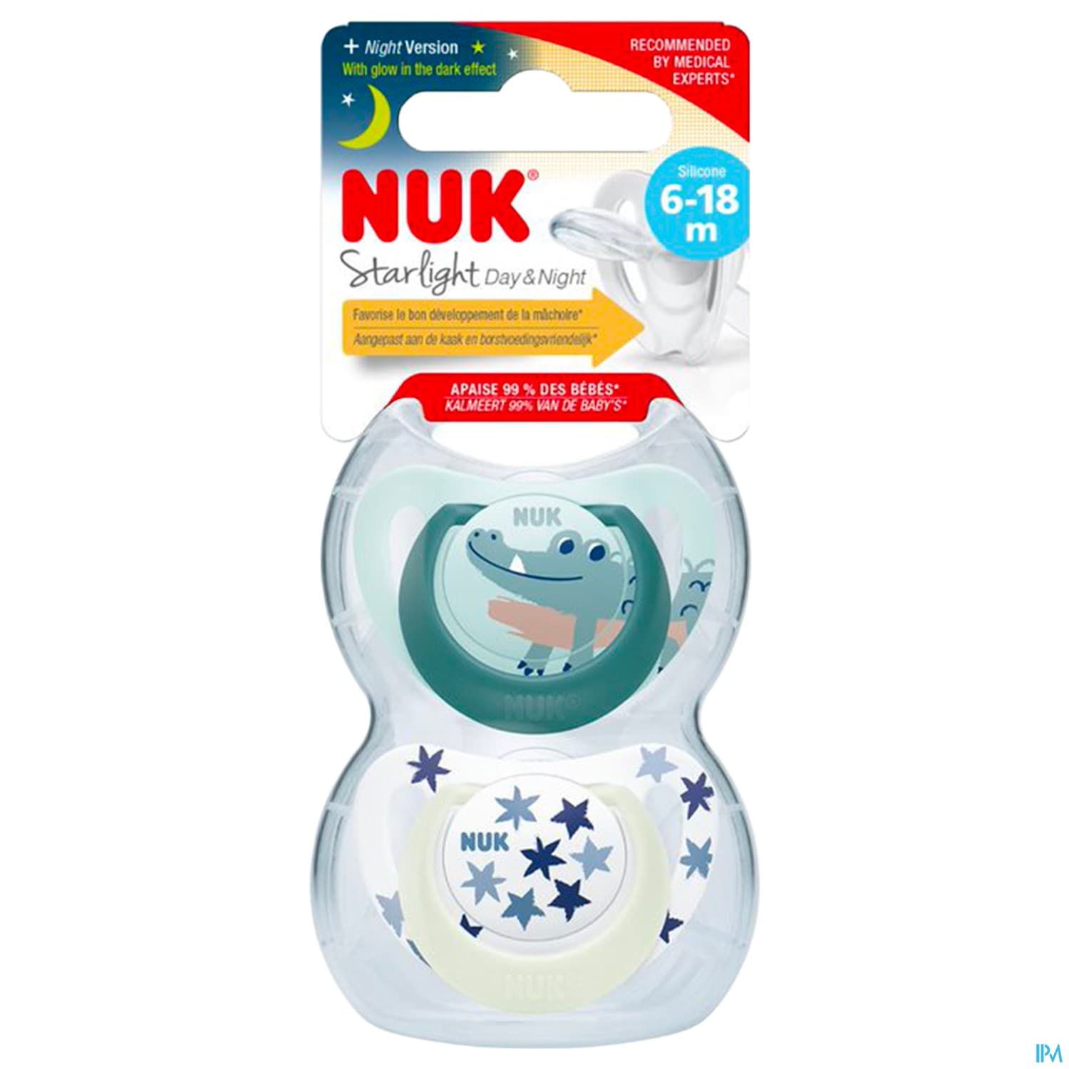 Nuk Sucette Silicone Starlight 6/18m Garcon X2