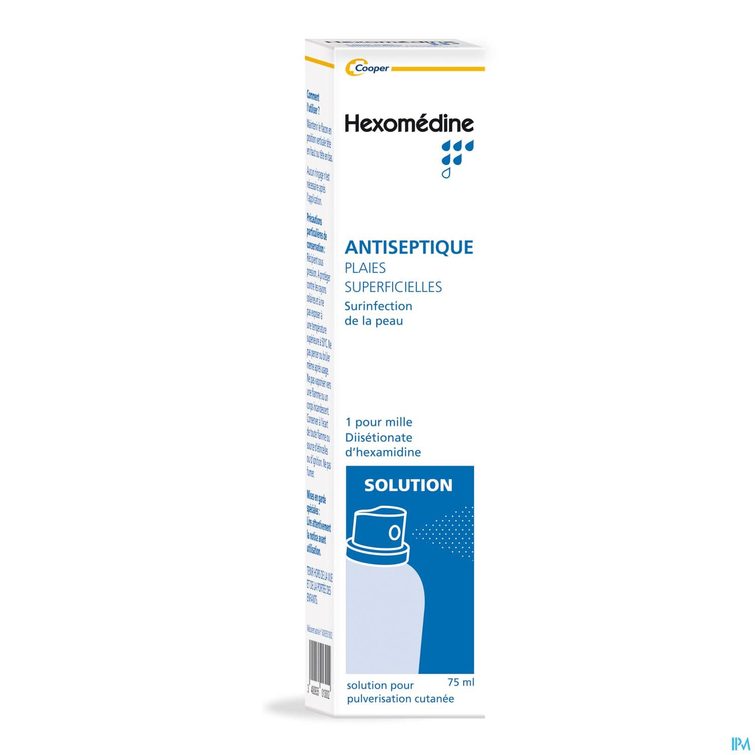 Hexomedine 0.1 Solution Pour Pulveris Cutanee 75ml