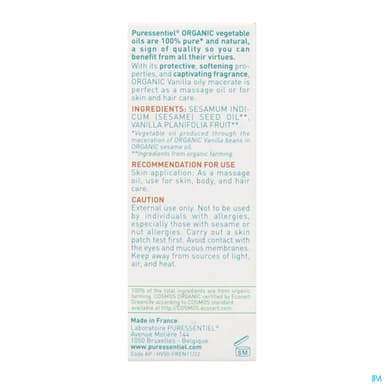 Puressentiel Huile Vegetale Bio Vanille 50ml