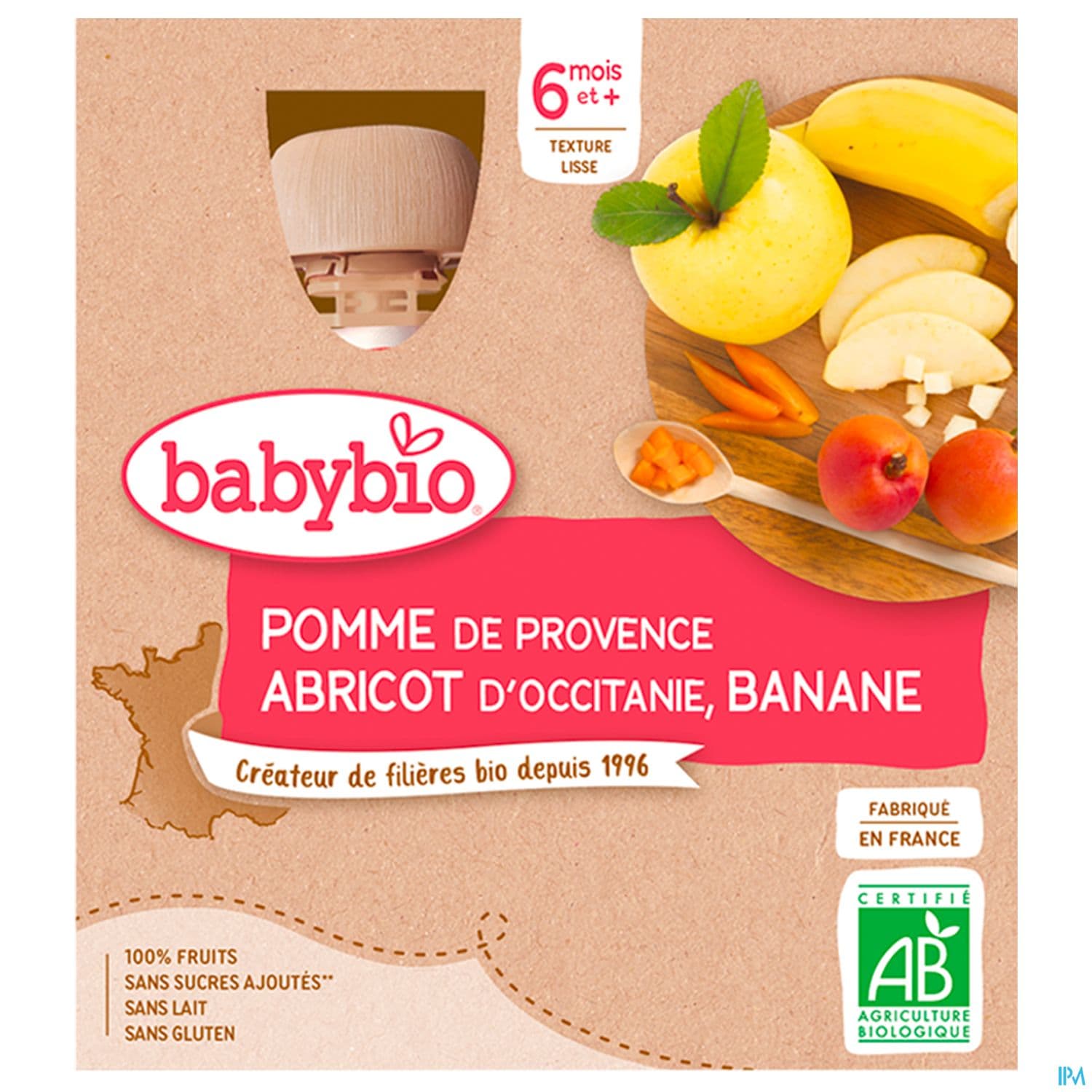 BABYBIO GOURD POM/ABR/BAN 4X90