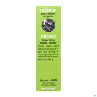 DAYANG CHARBON VEGET BIO GELULE 30