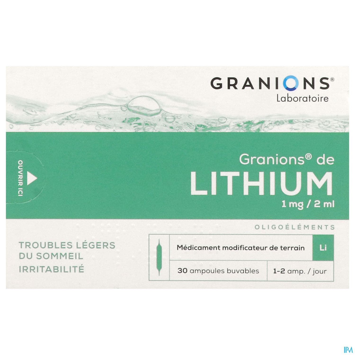 Granions Lithium 1mg/2ml Solution Buvable Ampoule 30