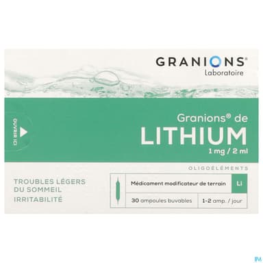 Granions Lithium 1mg/2ml Solution Buvable Ampoule 30