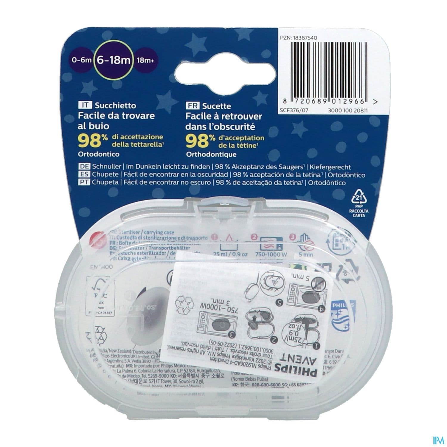 Avent Sucette Ultra Air Nuit 6/18mois X2