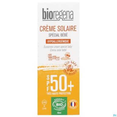 Bioregena Creme Solaire Bebe Spf50+ Bio 40ml