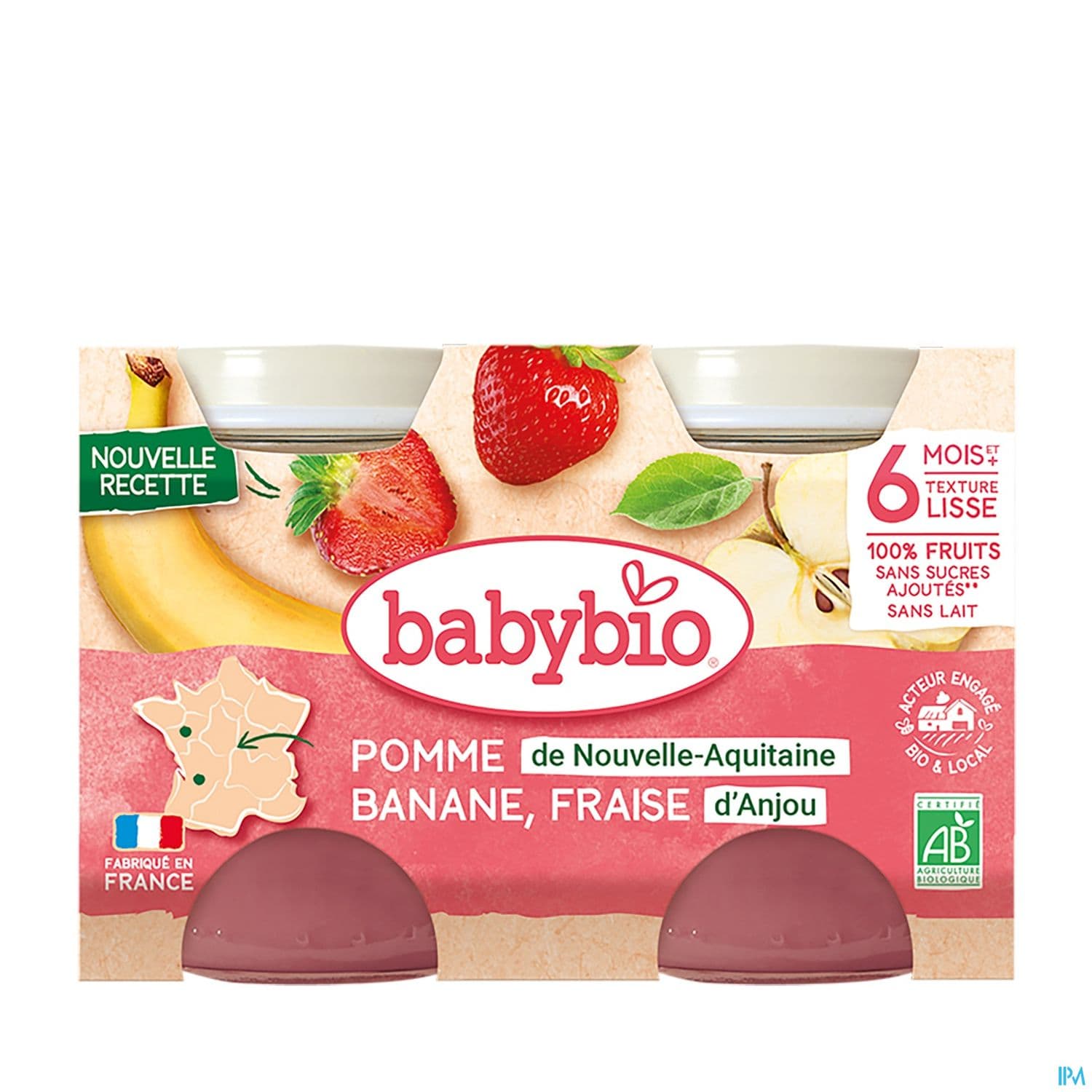 BABYBIO BANANE/FRAISE MENTH 2X130G