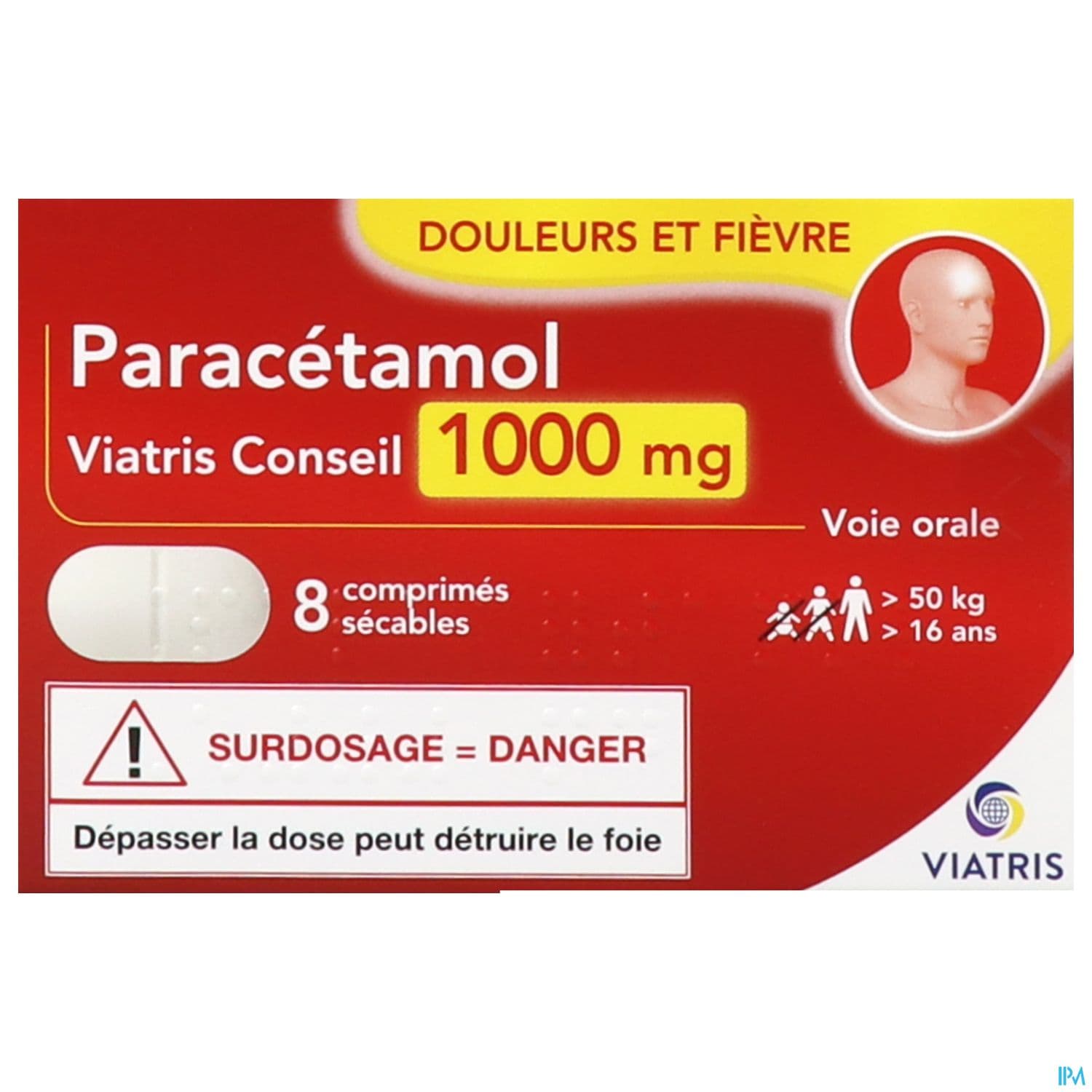 Paracetamol Mylan Conseil 1g Comprime 8