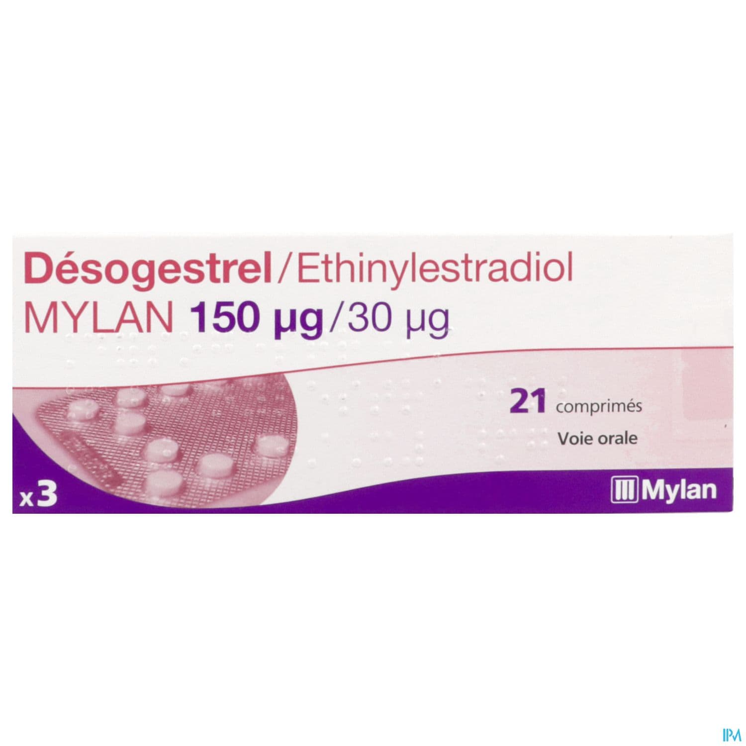 Desogestrel Ethinylestradiol Mylan 150mcg/30mcg Comprime 21 X3