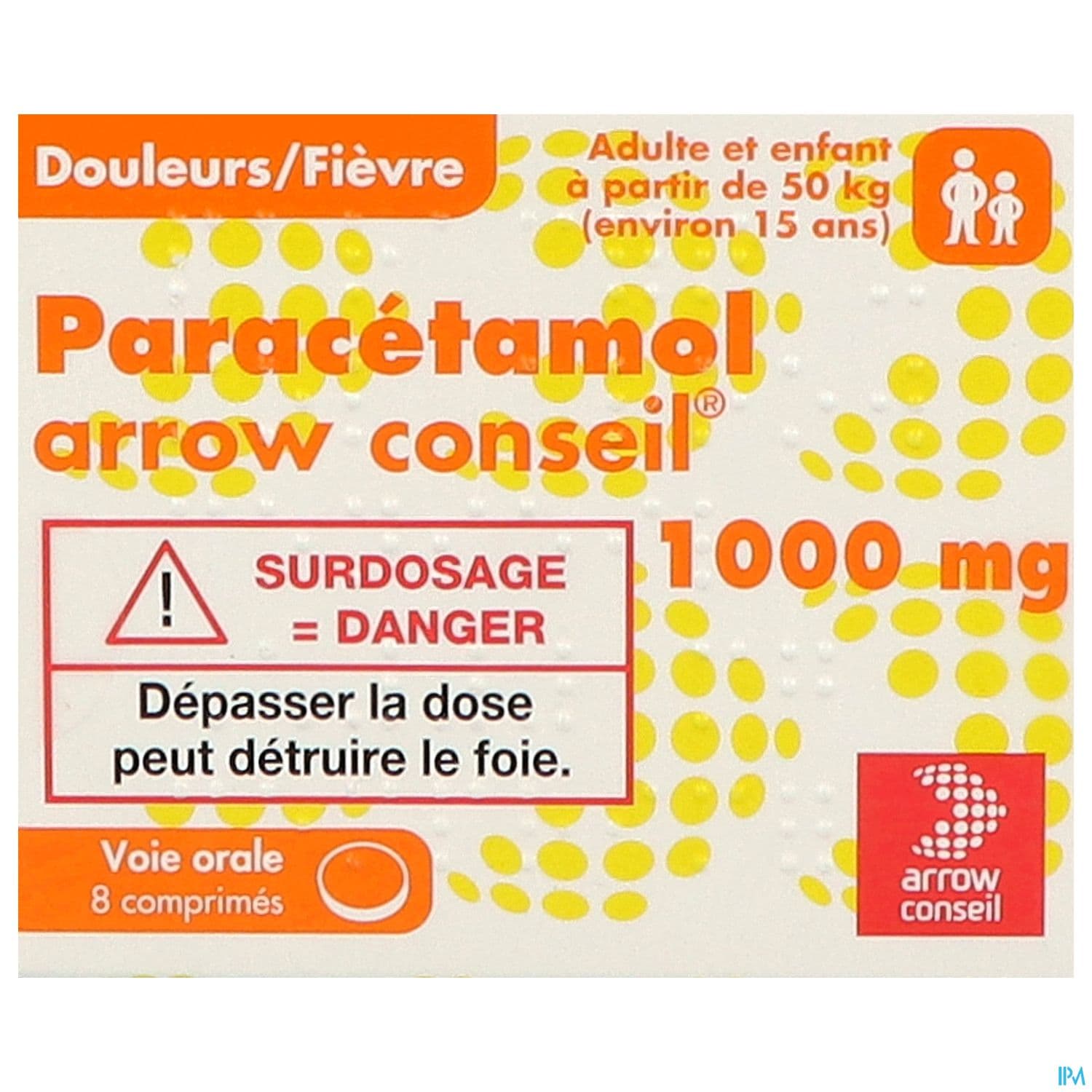Paracetamol Arrow Conseil 1g Comprime 8