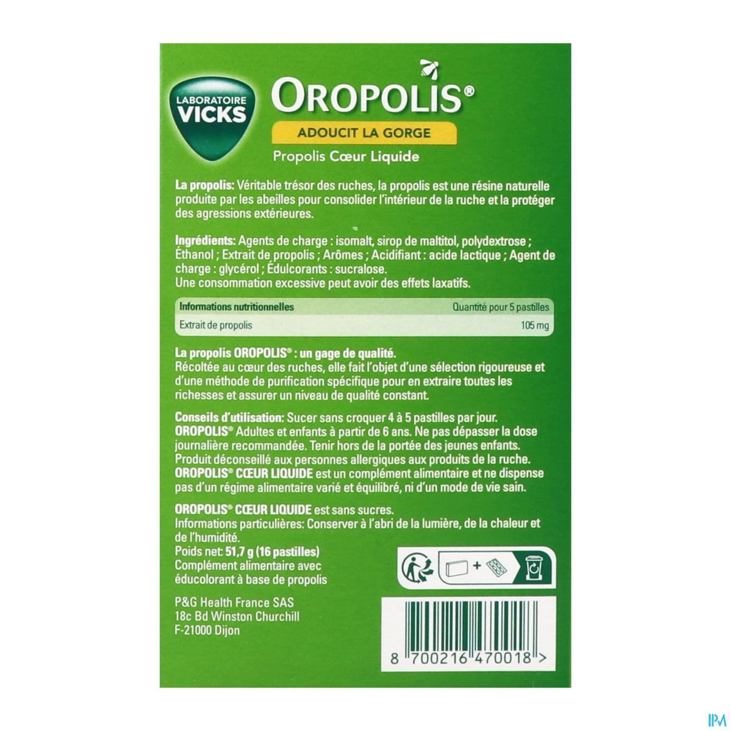 Oropolis Coeur Liquide Pastille 16