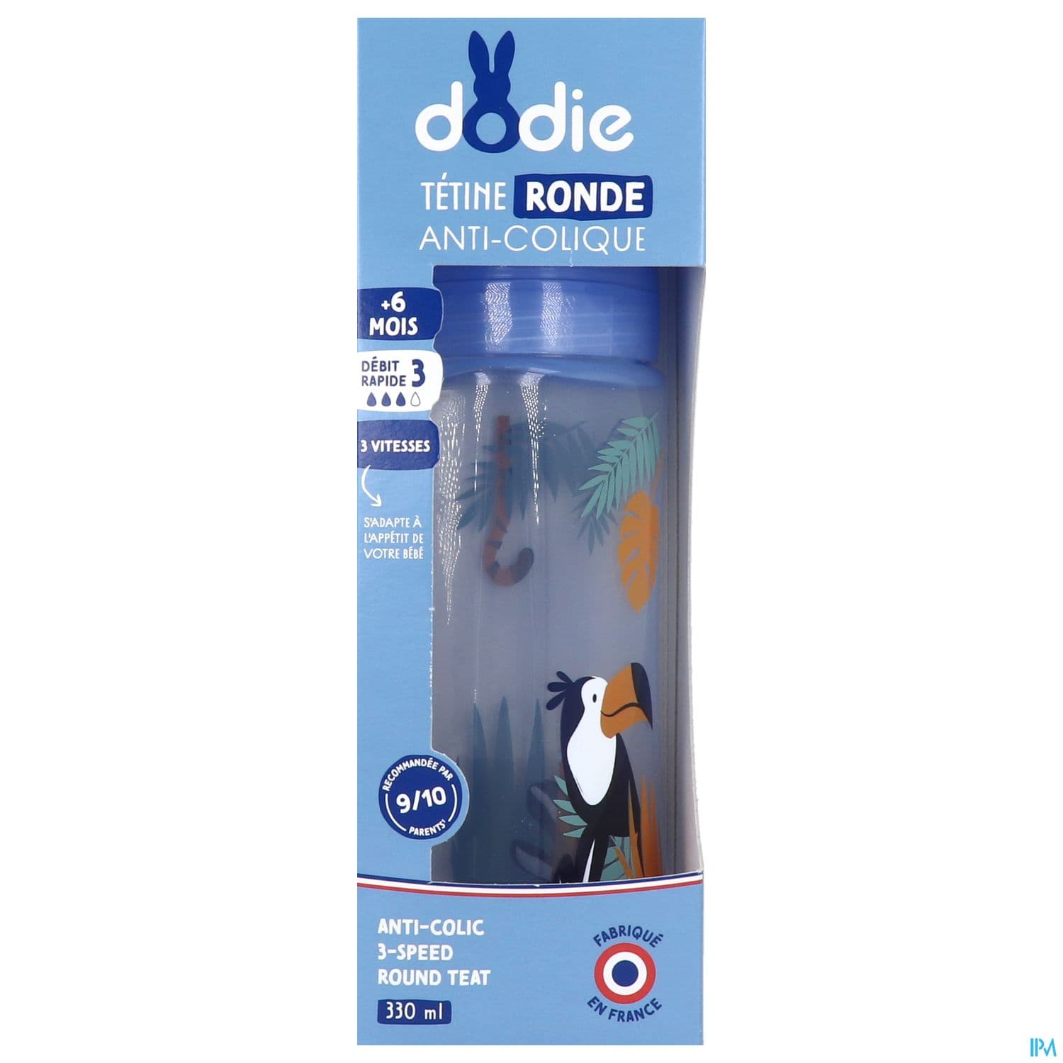 Dodie Initiation+ Biberon Anticolique Bleu Pompier +6mois 330ml