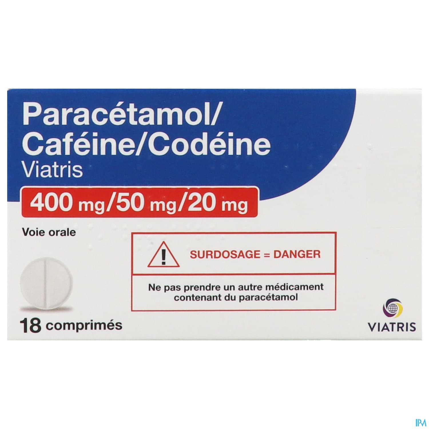 Paracetamol Cafeine Codeine Mylan 400mg/50mg/20mg Comprime 18
