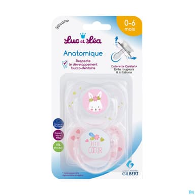 Luc Et Lea Sucette Anatomique Fille Anneau 0/6m X2