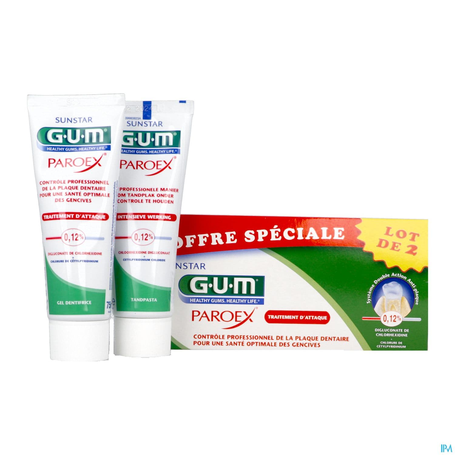 GUM PAROEX DENT ANTIPLAQUE 75MLX2
