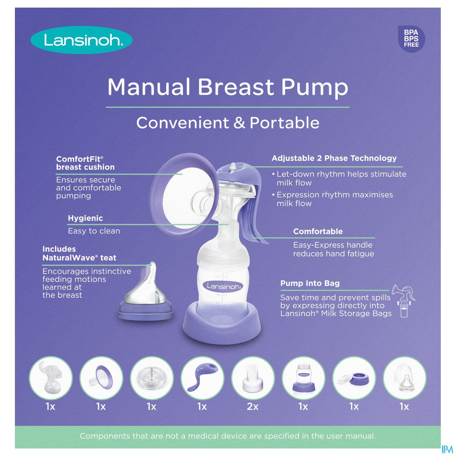 Lansinoh Tire Lait Manuel + Biberon Sans Bisphenol A Sans Bisphenol S Unite