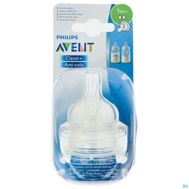 Avent Tetine Classic+ Anti Coliq Debit Lent 1mois+ Scf632/27 X2