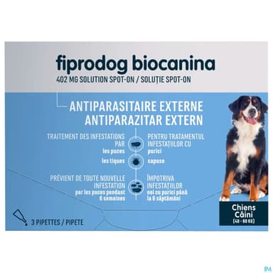FIPRODOG402MG SPOTON TG/CHIEN PIP3