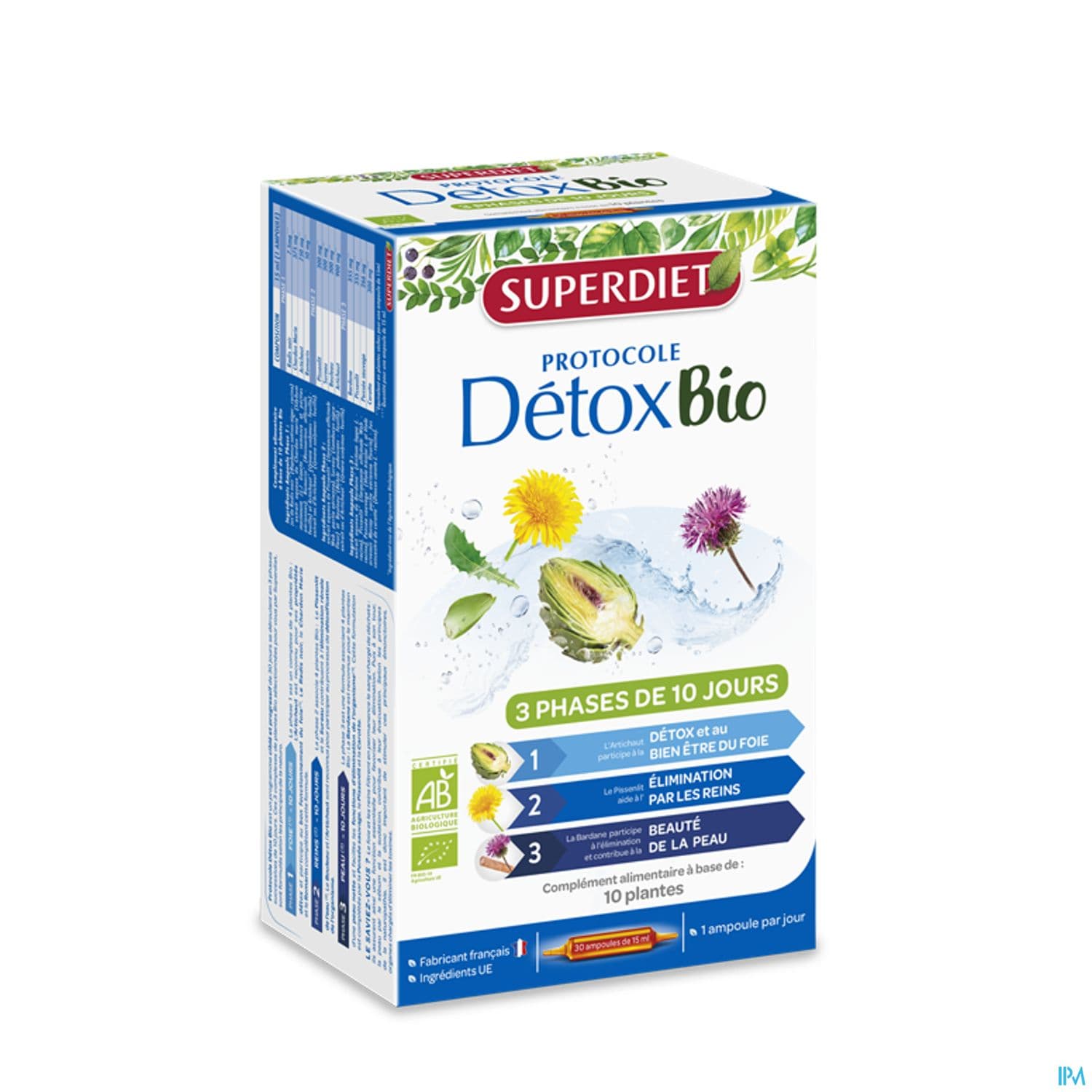 Superdiet Protocole Detox Bio Ampoule Buvable 15ml 30