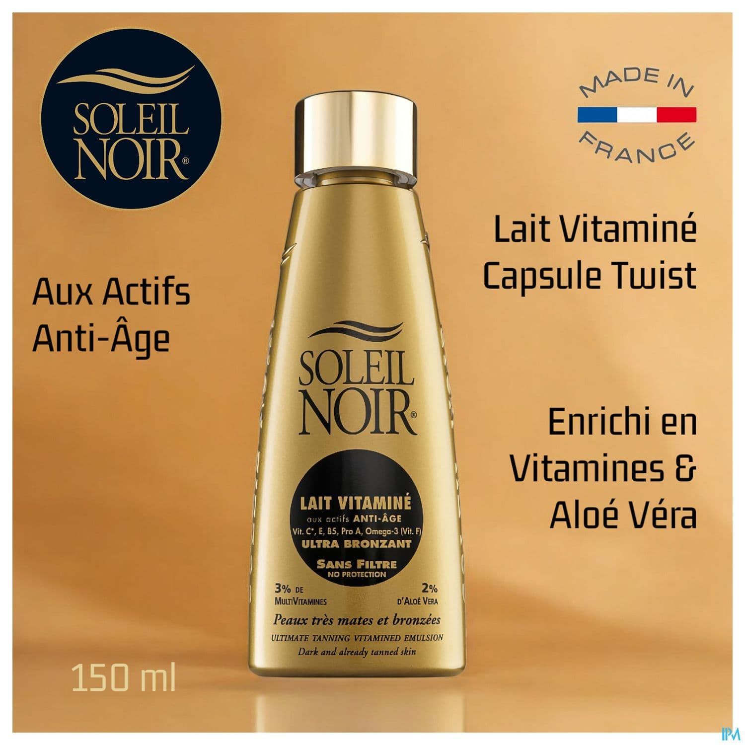 Soleil Noir Lait Vitamine Sans Filtre Ultra Bronzant 150ml