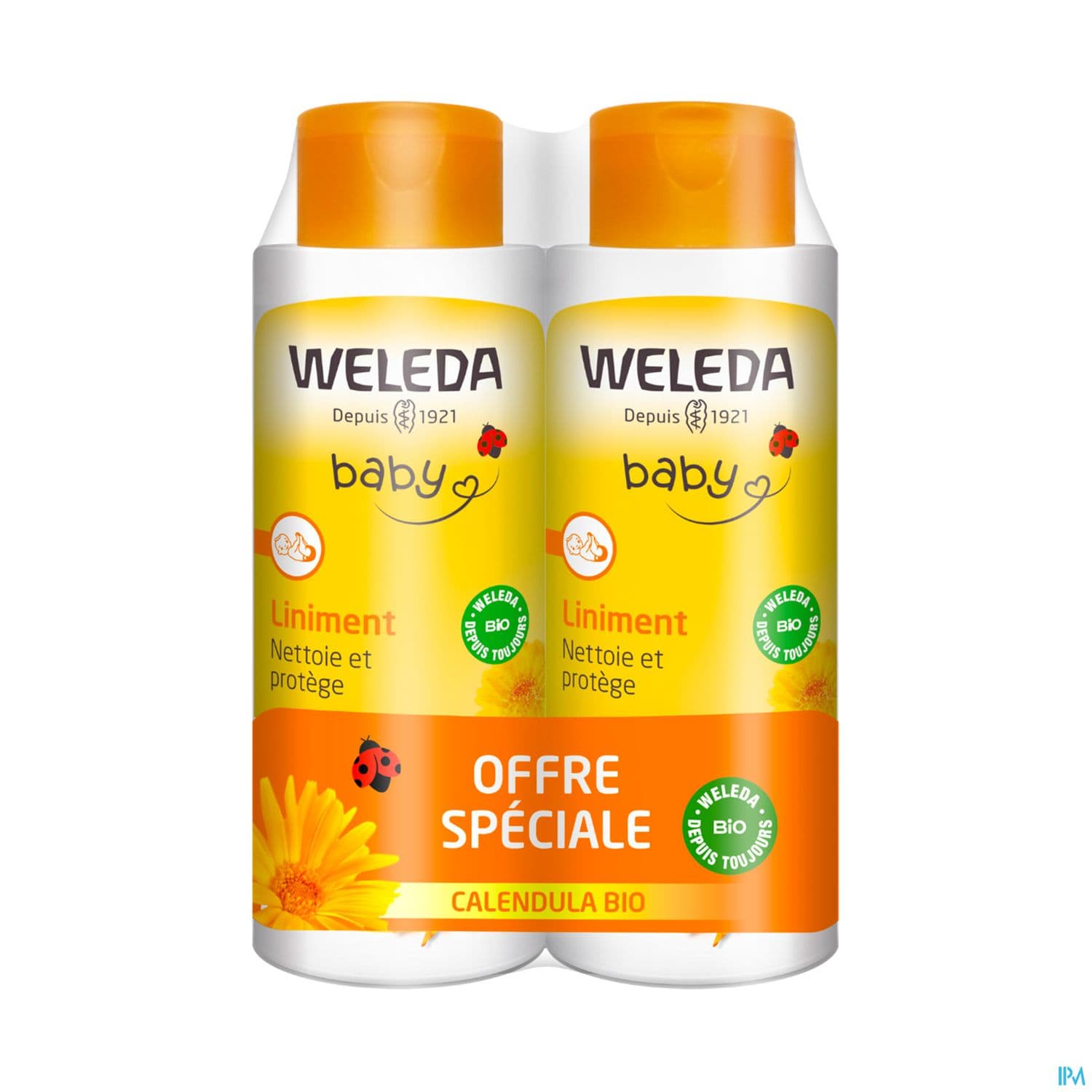 Weleda Bebe Liniment Soin Nettoyant Calendula Bio 400ml X2
