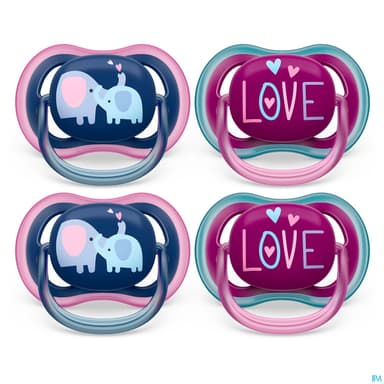 Avent Sucette Ultra Air +18mois Elephant Love X2