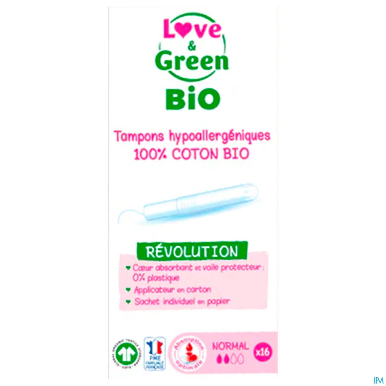 LOVE&GREEN TAMPON APPLIC NORMAL 16