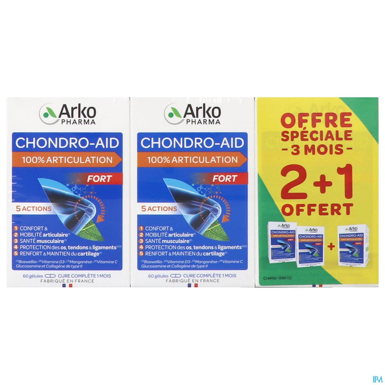Arkopharma Chondro Aid 100% Articulations 2+1mois Offert Gelule 180