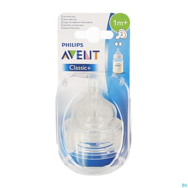 Avent Tetine Classic+ Anti Coliq Debit Lent 1mois+ Scf632/27 X2