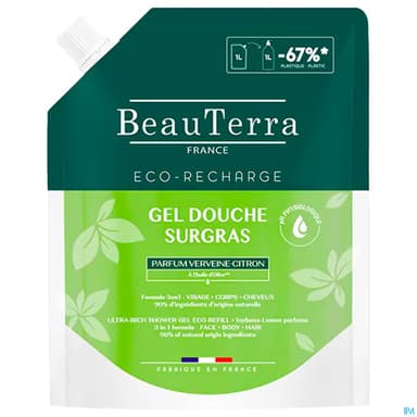 Beauterra Gel Douche Surgras Verveine Citron Recharge 1l