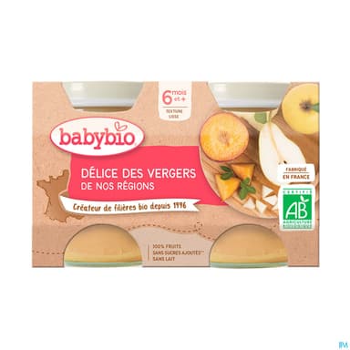 BABYBIO DELICE DE FRUITS 2X130G
