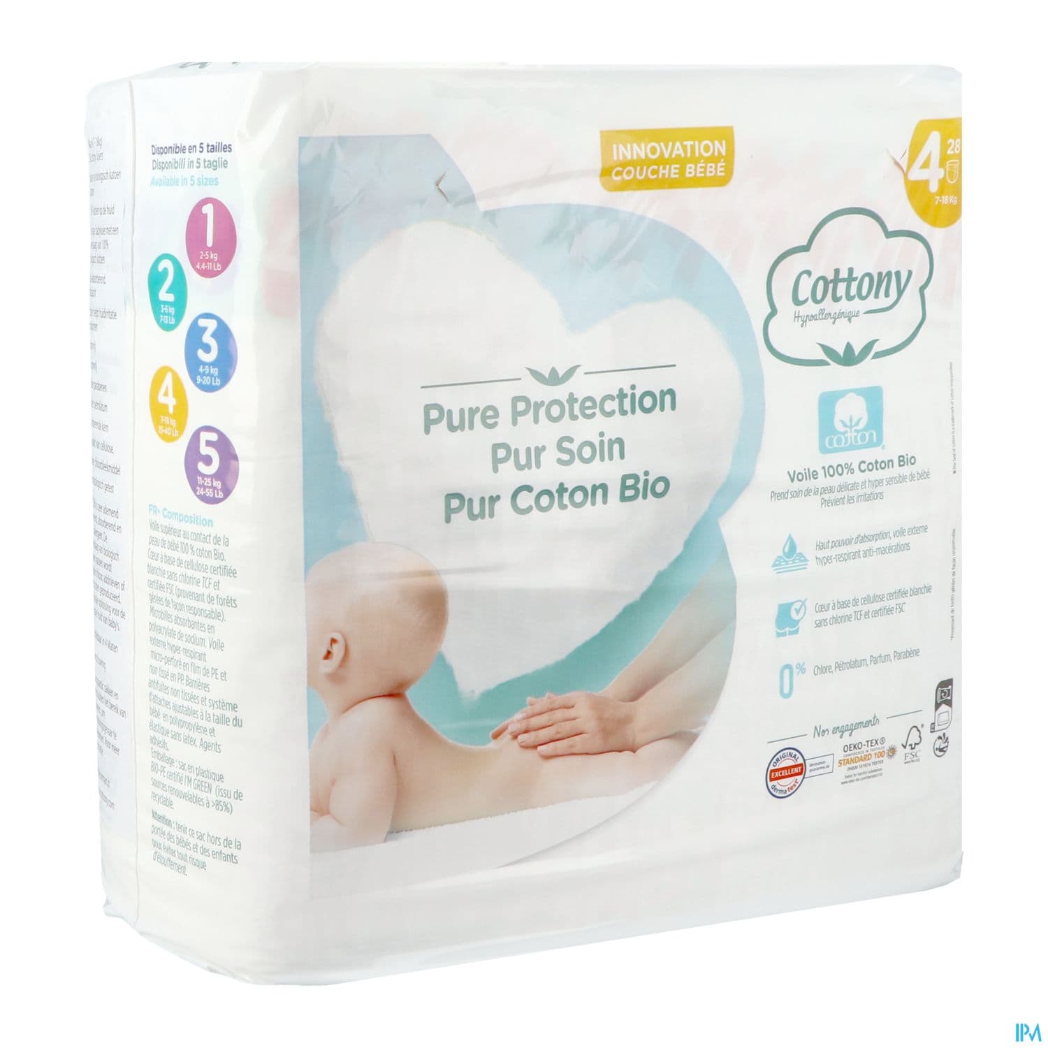 Cottony Couche Pour Bebe Coton Bio T4 7/18kg 28