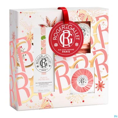 Roger Gallet Coffret Noel Fleur De Figuier Eau Parfumee 100ml + Savon 50g + 3 Galets Bain Offerts
