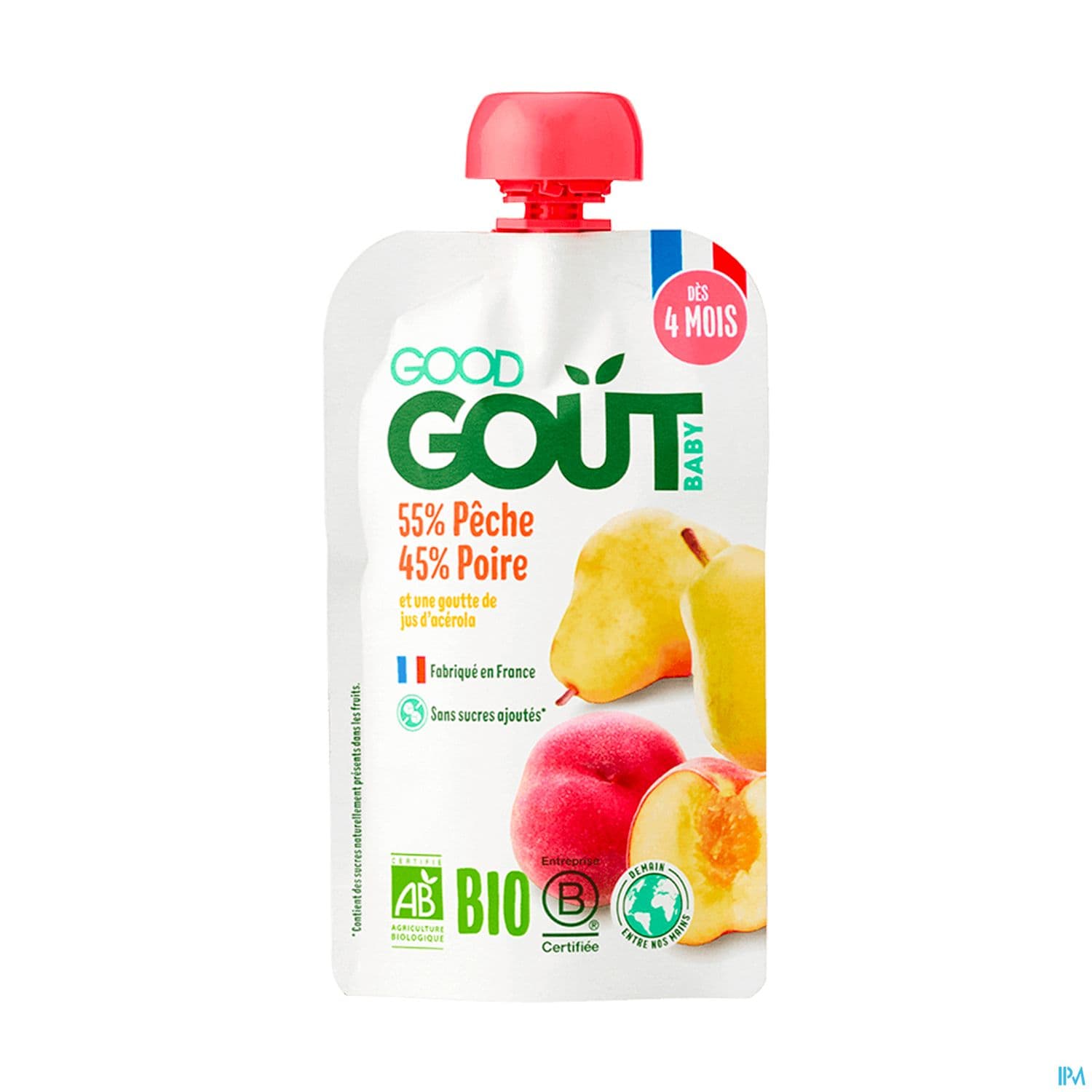 GOODGOUT POIRE PECHE GOURDE 120G