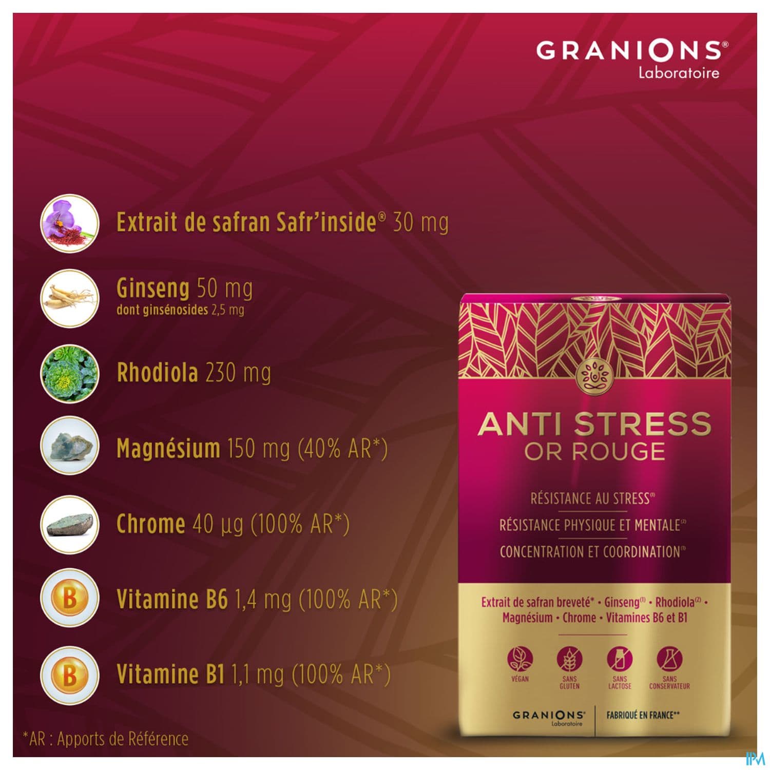 Granions Antistress Or Rouge Comprime 15