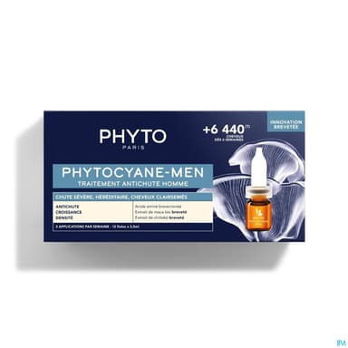 Phytocyane Traitement Antichute Homme Chute Severe Hereditaire Cheveux Clairsemes 3ml5 X12
