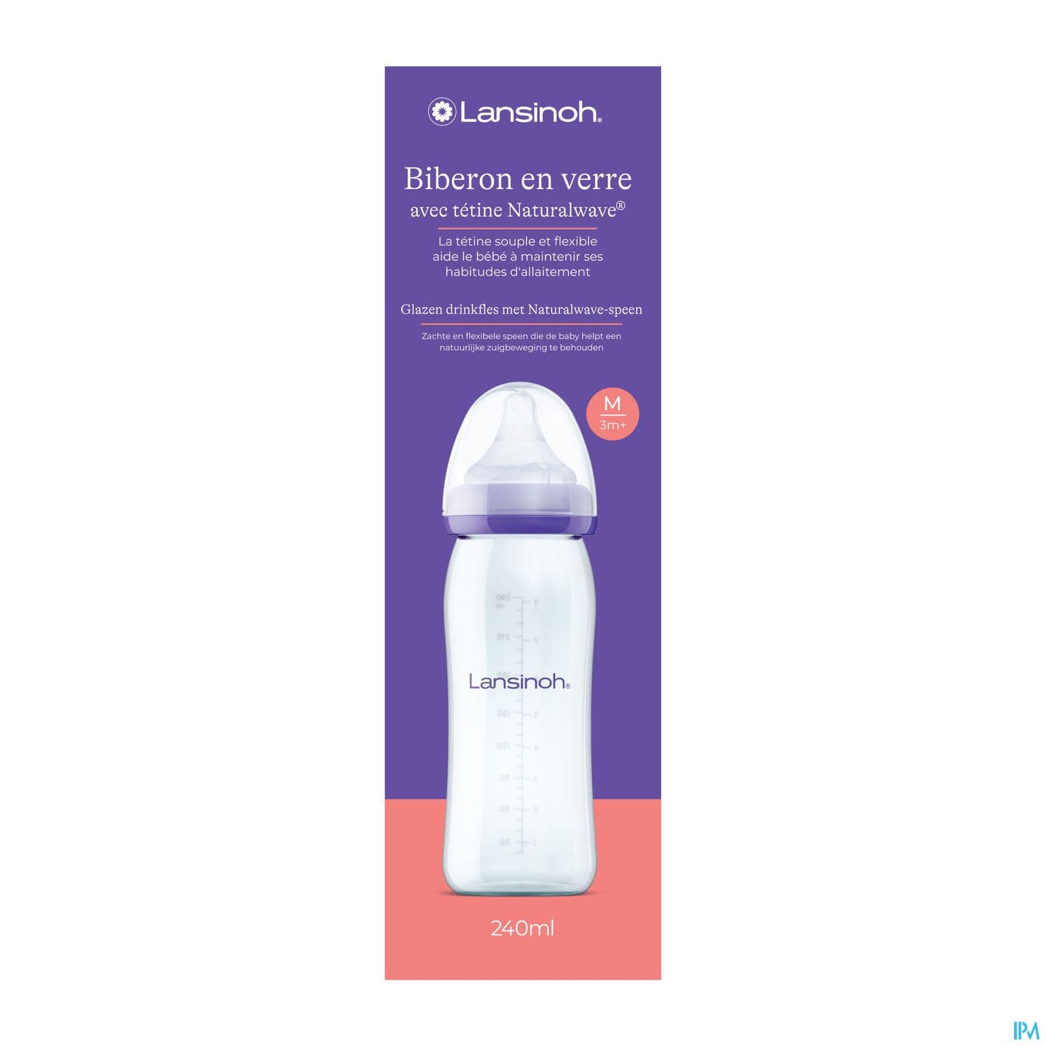 LANSINOH BIB VERRE NAT WAVE 240ML