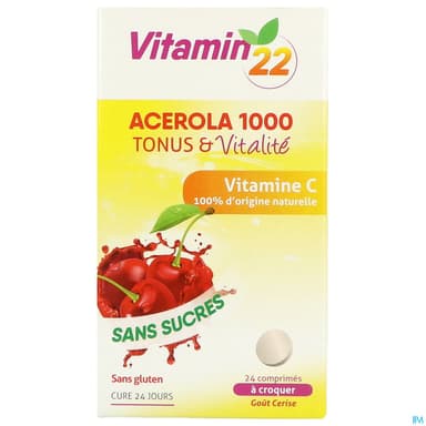 Ineldea Vitamin 22 Acerola 1000 Vitamine C Naturelle Comprime A Croquer 24