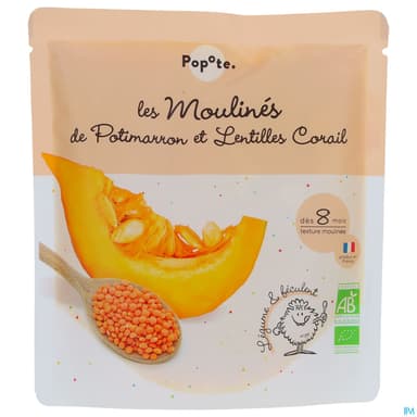 Popote Les Moulines Potimarron Lentilles Corail 180g