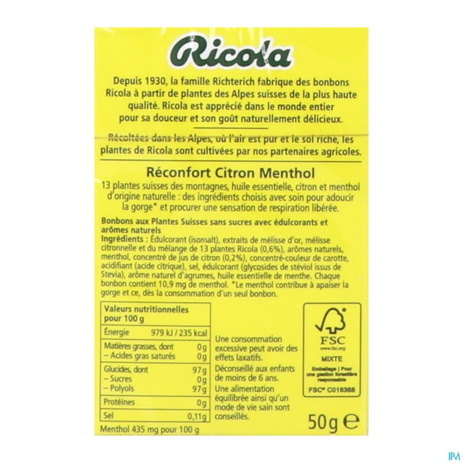 RICOLA RECONFORT CITRON MENT 50G