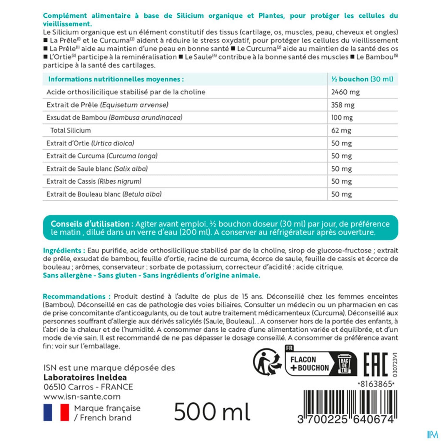 Ineldea Isn Silibiol Protection Cellulaire Solution Buvable 500ml