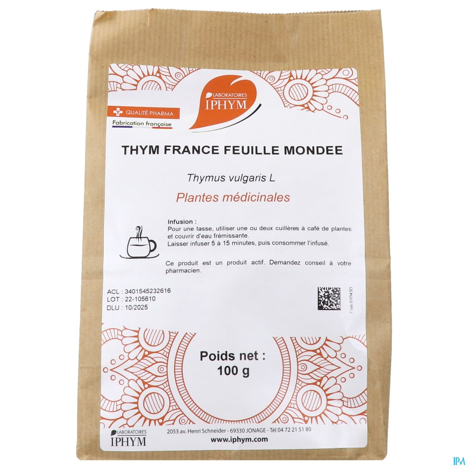 Iphym Thym Feuille Entiere 100g