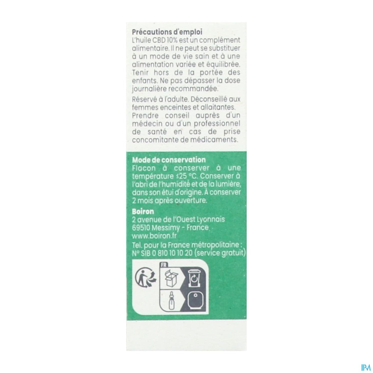 CBD BY BOIRON HUILE 10% 15ML