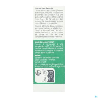 CBD BY BOIRON HUILE 10% 15ML