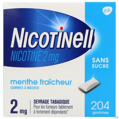 Nicotinell Menthe 2mg Sans Sucre Gommes A Macher 204