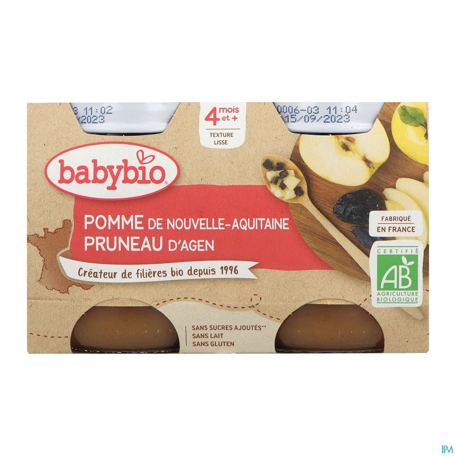 BABYBIO POMME/PRUNEAU 2X130G