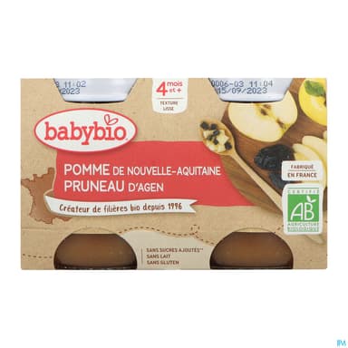 BABYBIO POMME/PRUNEAU 2X130G