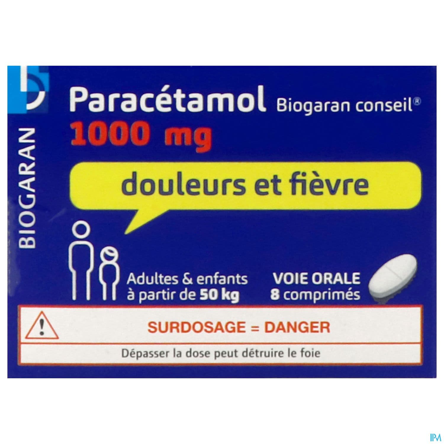 PARACETAMOL 1 000MG BGR CONS CPR 8