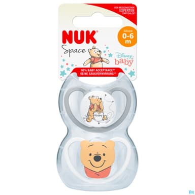 Nuk Sucette Silicone Space 0/6m Winnie l'ourson X2