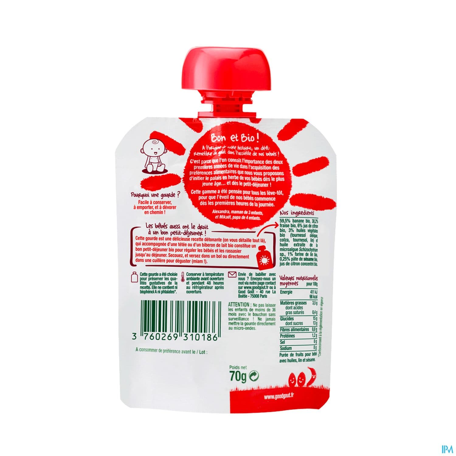 GOODGOUT PETIT DEJ FRAISE 70G